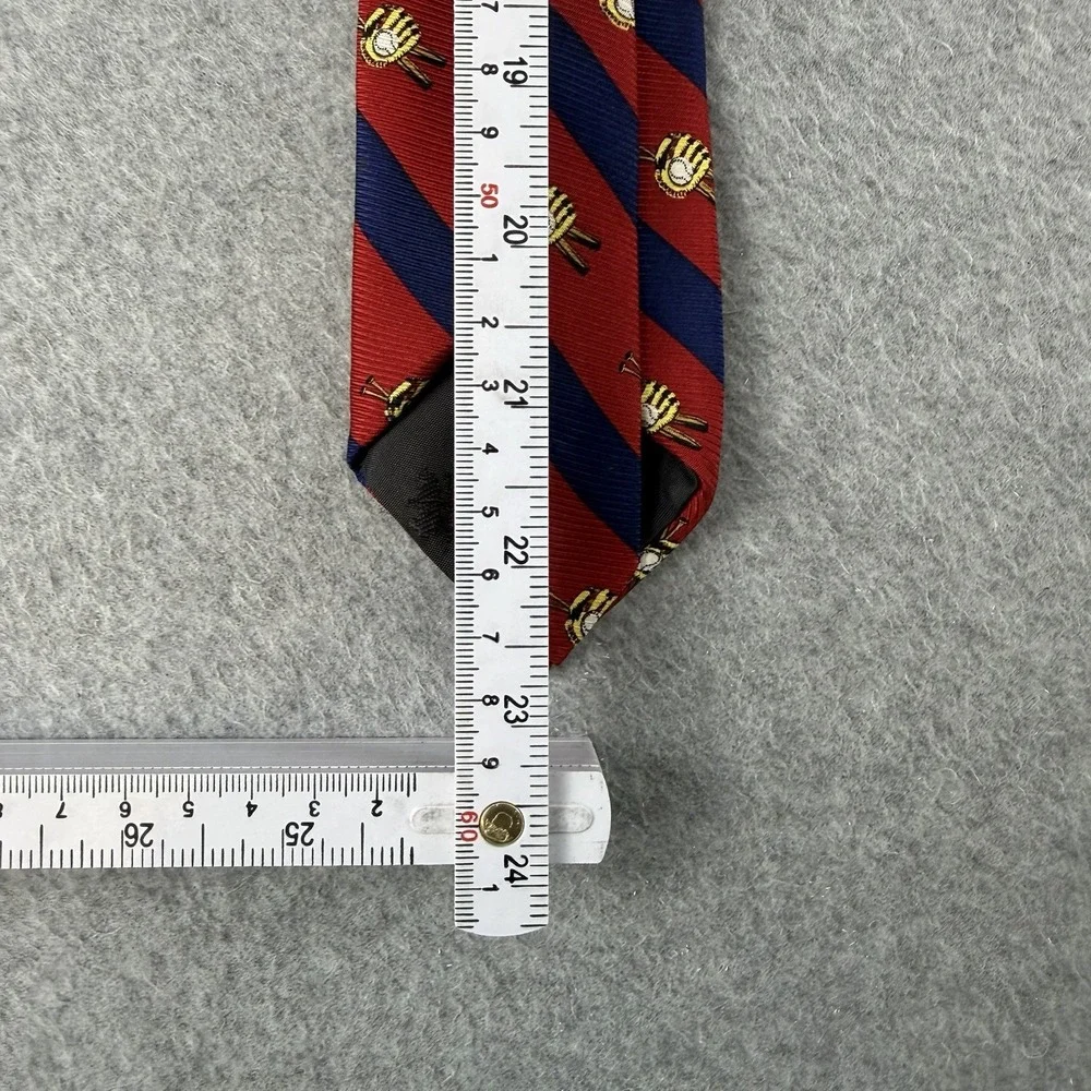 Vintage Brooks Brothers Makers Boys Baseball Tie Silk Red Navy Stripe 45x2.75